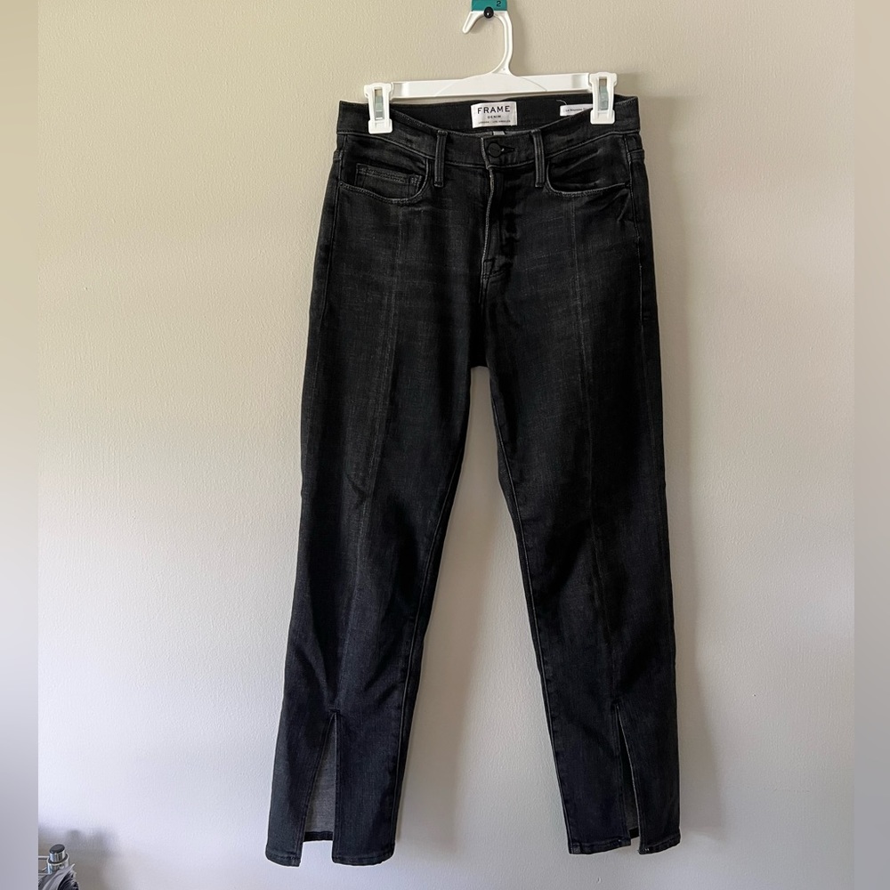 frame denim le nouveau straight split hem cottonwood